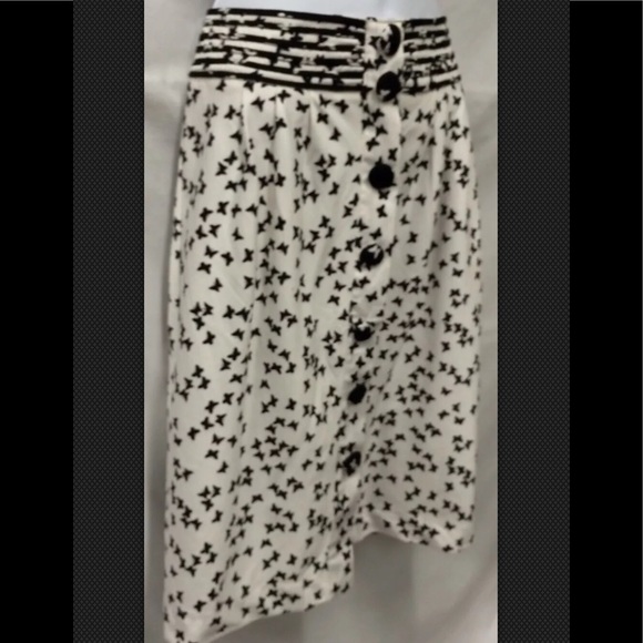 eShakti Skirt Butterfly Button Gathered Pencil NWOT Black White - Picture 3 of 7